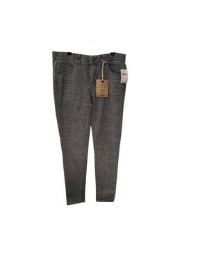 Democracy Pants Abtechnology Size 10 Gray Plaid Skinny Elastic Waist NEW NWT